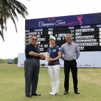 (LR) arch antonio turalba and hwang y.n. pro champion and mr garcia,gm,malarayat golf and country club