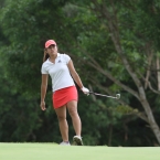 pagdanganan reacts after she misses her pitch in hole 9