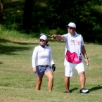 del rosario and her caddie his father in hole 9 showing their 2nd approach