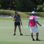 del rosario fist pump after she berdie hole 9